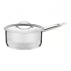 Panela 16cm 1,4l Professional Aço Inox Tramontina Fundo Triplo Com Tampa Plana Detalhe Satinado